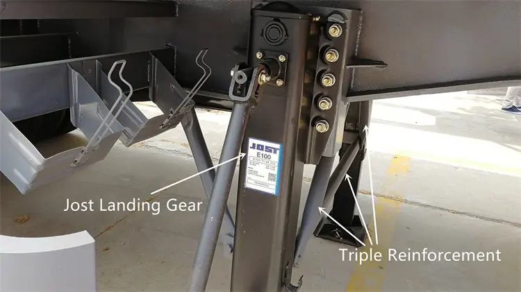 JOST brand heavy-duty landing gear detail on Kales 35m³ Dump Semi-Trailer.