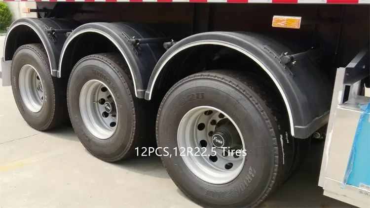 Set of 12 units 12R22.5 heavy-duty tires on Kales 35m³ Dump Semi-Trailer.