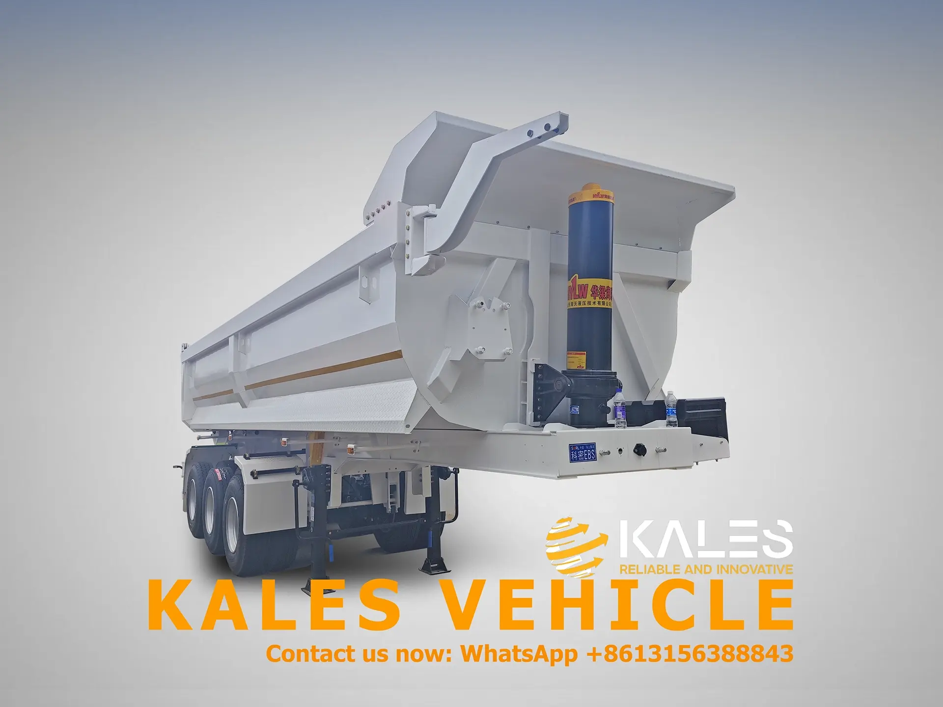Kales Vehicle 60 ton U-shape rear dump semi trailer front 45-degree view