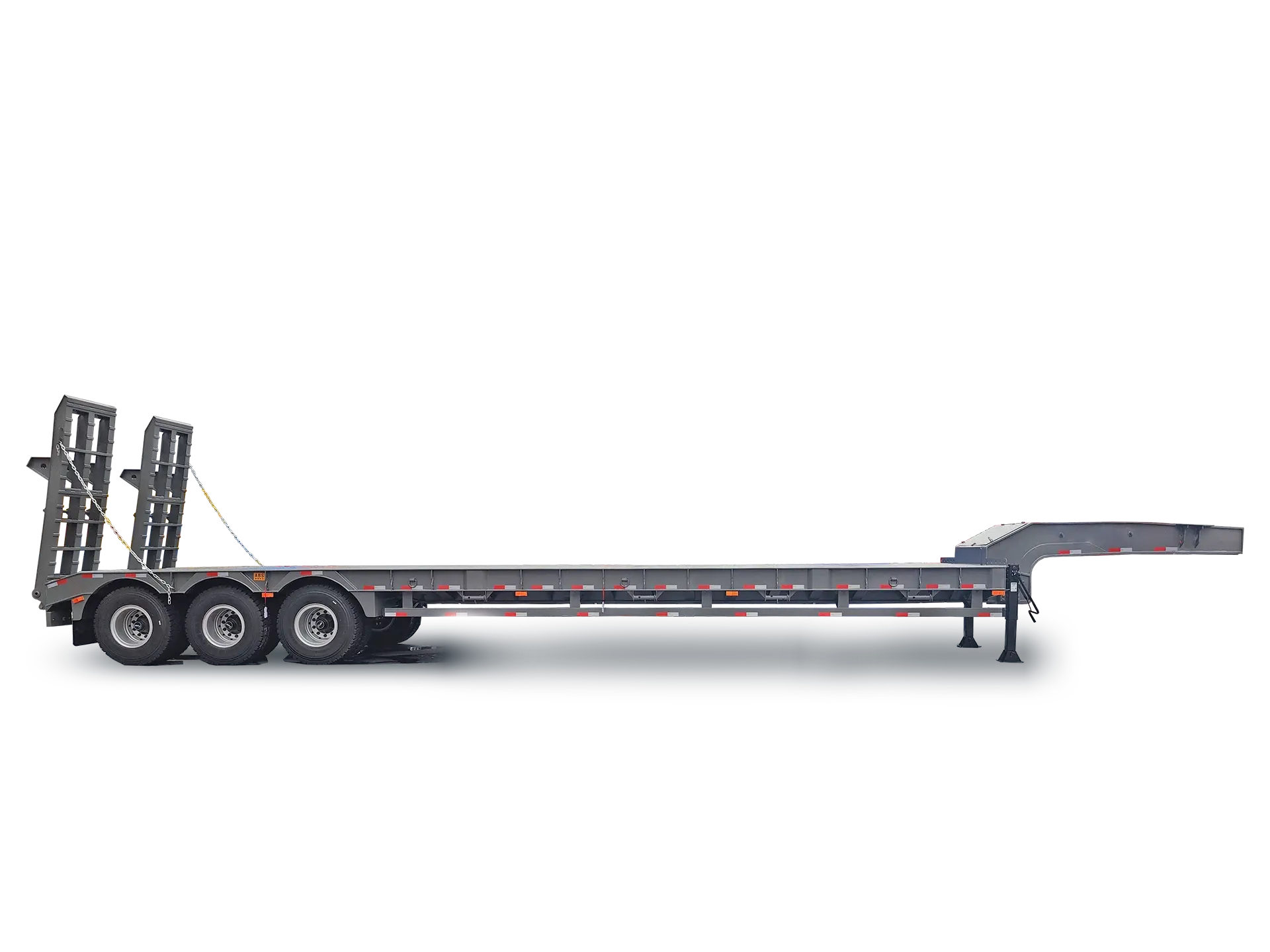 80-Ton Lowbed Semi Trailer – Heavy-Duty 3-Axle Lowboy for Excavator, Mining & Wind Equipment Transport